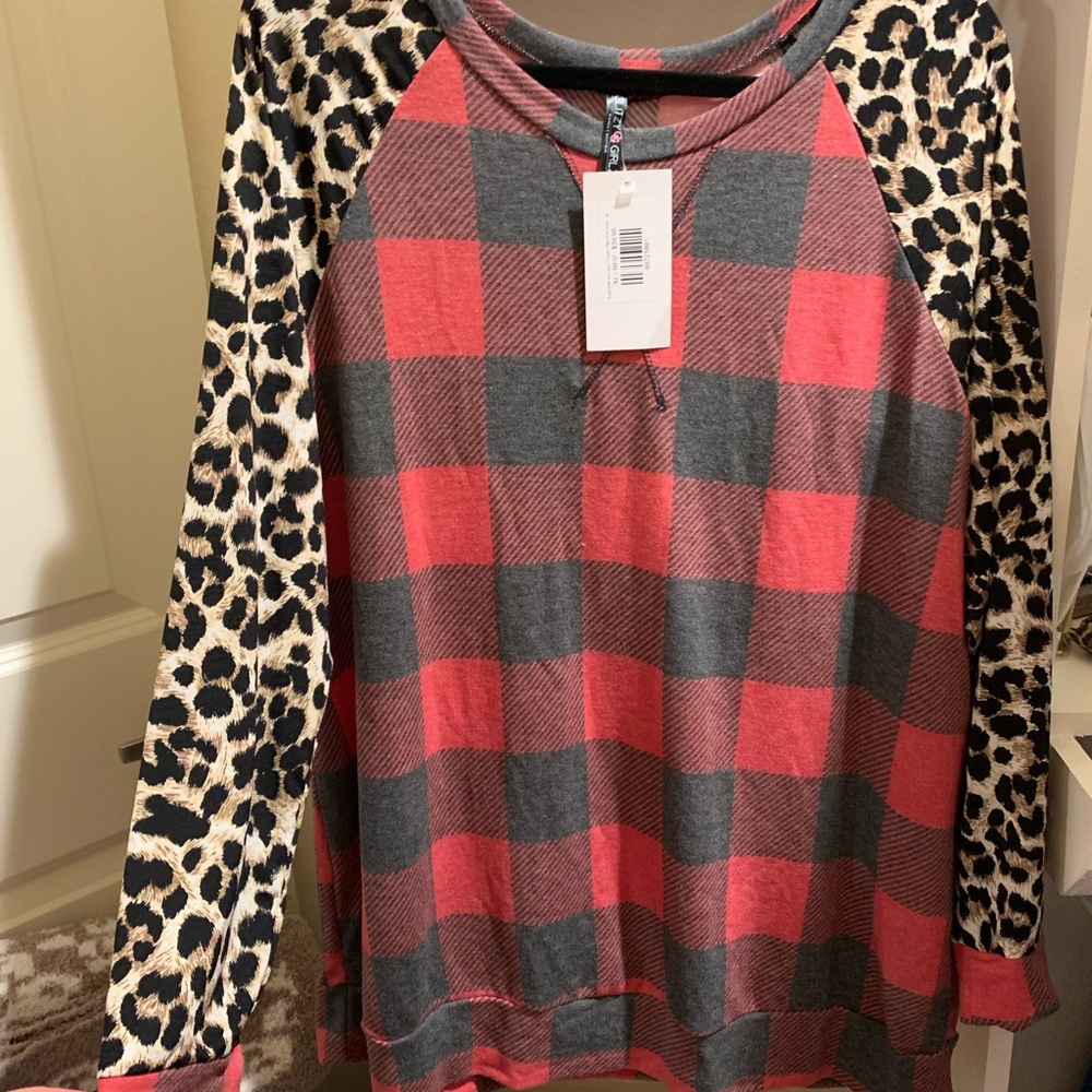 Buffalo plaid cheetah shirt